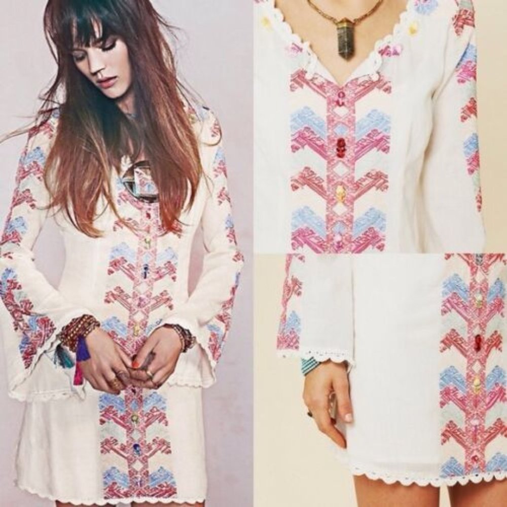 Free People Misty Meadow Embroidered Boho Dress